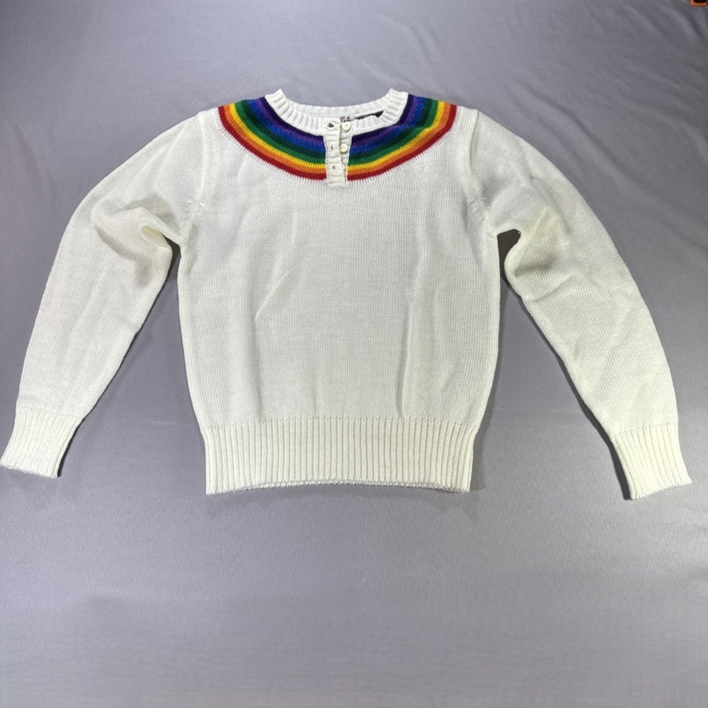 Currants Jeri Jo Rainbow Knit Sweater Girls L Womens XS Vintage Y2K Kidcore